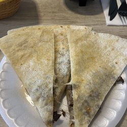 Carne asada quesadilla, greasy and some fatty meat