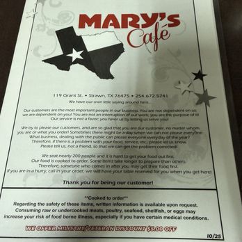 Mary's Cafe - Menu - American Near Me - Strawn, Texas