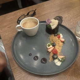 Dark Chocolate Mousse(Homemade). Coffee with Baileys Dark Chocolate Mousse(Homemade). Coffee with Baileys
