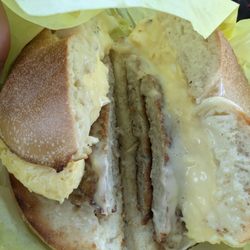 Sausage, egg, and cheese. Huge portion!