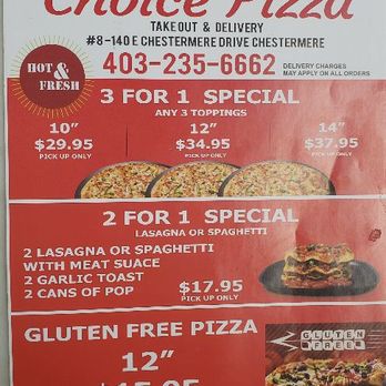 Choice Pizza - a menu for choice pizza - Pizza Near Me - Chestermere, Alberta