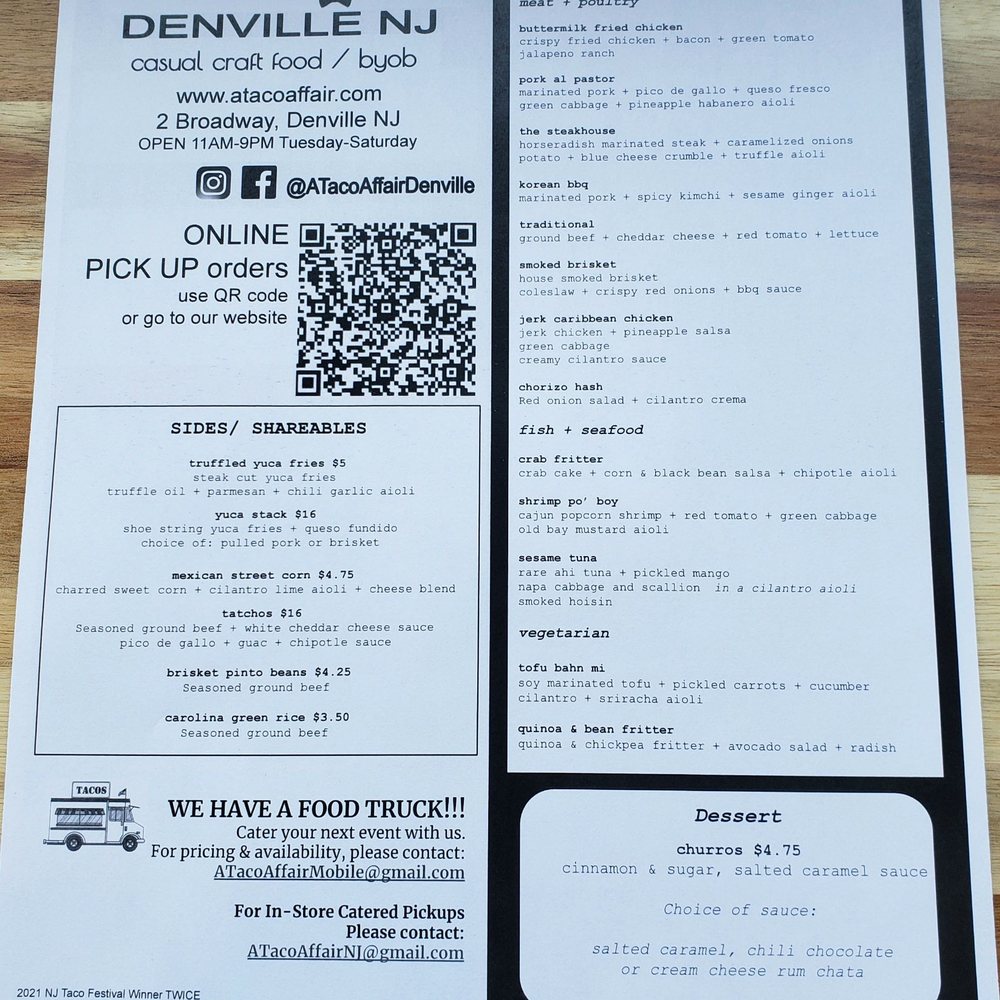 A Taco Affair's Menu!! A Taco Affair's Menu!!