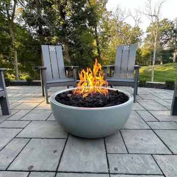 Fireplace Pros - HPC Gas Fire Pit Bowl with Black Lava Rock Media Shown - Fireplace Services Near Me - Rocky Hill, Connecticut Fireplace Pros - HPC Gas Fire Pit Bowl with Black Lava Rock Media Shown - Fireplace Services Near Me - Rocky Hill, Connecticut