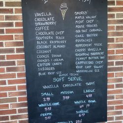 Shackett's - Ice cream menu (July 2023)