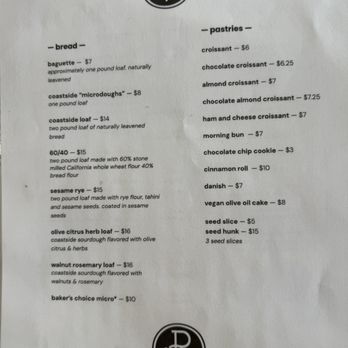 Rosalind Bakery - Menu September 2024 - Bakeries Near Me - Pacifica, California