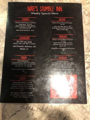 Menu photo 1 Nate's Stumble Inn Bar & Grill Bennington, NE Menu photo 1 Nate's Stumble Inn Bar & Grill Bennington, NE