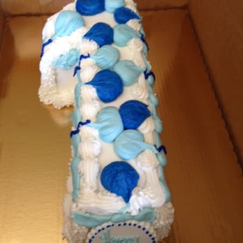 Weinrich's Bakery - this is not how a number one cake should look, where is the bottom part of it? Why so many balloons "to hold the cake together" - Bakeries Near Me - Willow Grove, Pennsylvania