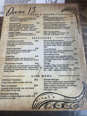 Menu photo 5 Ocean 13 Ocean City, MD