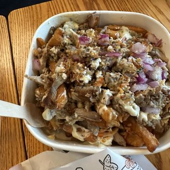 Shelby’s Legendary Shawarma - Markham - Fries with beef and lamb shawarma - not sure what my son put in this bowl - Arabic Near Me - Markham, Ontario Shelby’s Legendary Shawarma - Markham - Fries with beef and lamb shawarma - not sure what my son put in this bowl - Arabic Near Me - Markham, Ontario