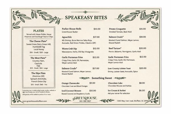 Menu photo 1 Greenhouse Bluffton, SC Menu photo 1 Greenhouse Bluffton, SC