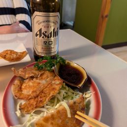 Gyoza and beer. Am I in heaven? No, Koyo, but it's a pretty good trade.