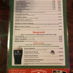 Manning's Irish Pub - Menu