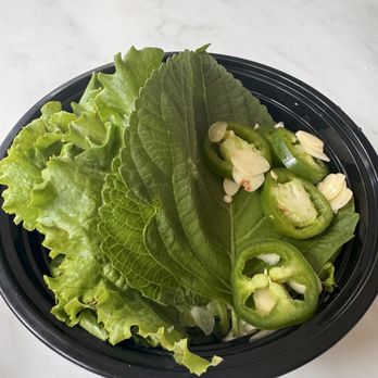 Spring 2nd Branch - 쌈 채소 (romaine, perilla leaf, garlic, korean long mild peppers) - Korean Near Me - Marietta, Georgia