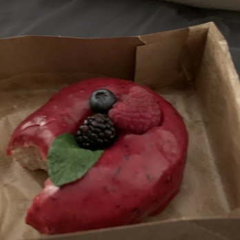 Good Town Doughnuts - Glazed with berry compote. I think it's called triple berry. - Donuts Near Me - Costa Mesa, California
