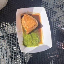 Their samosa on a bright spring day
