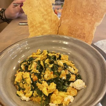 LÝRA - Feta and spinach scramble - Greek Near Me - Chicago, Illinois LÝRA - Feta and spinach scramble - Greek Near Me - Chicago, Illinois