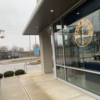 Sidedoor Bagel - Exterior , ahead is 10th st - Bagels Near Me - Indianapolis, Indiana
