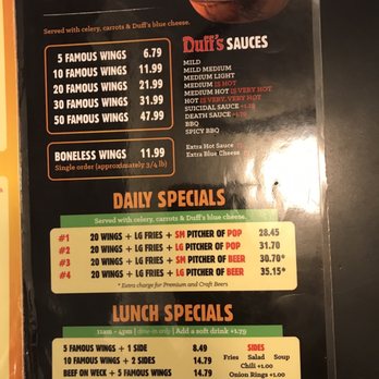 Duff's Famous Wings - Menu 3/4 - American Near Me - Amherst, New York