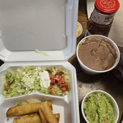 Rosy's Cakes and Paco's Tacos - Flautas beans and guacamole