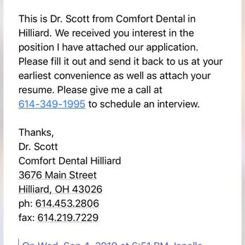 Comfort Dental - Hilliard - My interview letter. - Cosmetic Dentists Near Me - Hilliard, Ohio Comfort Dental - Hilliard - My interview letter. - Cosmetic Dentists Near Me - Hilliard, Ohio