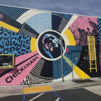 Chick & Hawk - ObeyGiant Mural outback - Cocktail Bars Near Me - Encinitas, California