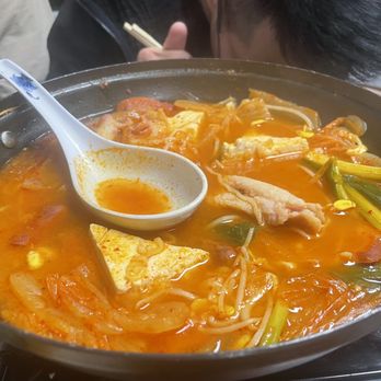 Seoul Restaurant - budae jjigae (halfway eaten) - Korean Near Me - Olympia, Washington