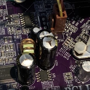 White Flag Computing - Bad capacitors on motherboard - IT Services & Computer Repair Near Me - El Segundo, California