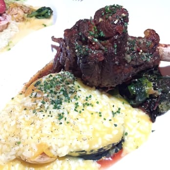 La Plage Wading River - Ancho Braised Lamb Shank. $31. Squash Risotto / Swiss Chard / Toasted Walnut Gremolata - French Near Me - Wading River, New York