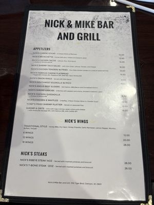 Menu photo 2 Nick and Mike Bar and Grill Clemson, SC Menu photo 2 Nick and Mike Bar and Grill Clemson, SC