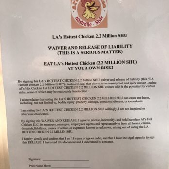 Al's Hot Chicken - Hottest in LA waiver - Chicken Shop Near Me - Los Angeles, California
