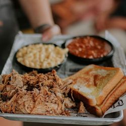 Buckalew's on Main - Pulled Pork Plate -- slow smoked pulled pork with two sides & grilled Texas toast.