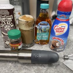 Organic Kirkland Signature Agave used to make Dalgona Frothy iced cold brew coffee.
