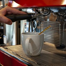 Enjoy coffee at Bagel Chicks Bakery
