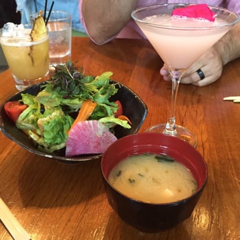 Zuma - The soup and salad that came with the lunch special and a lychee, rose petal martini. - Japanese Near Me - Miami, Florida Zuma - The soup and salad that came with the lunch special and a lychee, rose petal martini. - Japanese Near Me - Miami, Florida