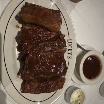 Luckys Steakhouse - BBQ Pork Baby Back Ribs - Steakhouses Near Me - Montecito, California Luckys Steakhouse - BBQ Pork Baby Back Ribs - Steakhouses Near Me - Montecito, California