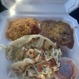 Combo: Cheese Pupusas w/ beans + rice. 10/10 Combo: Cheese Pupusas w/ beans + rice. 10/10