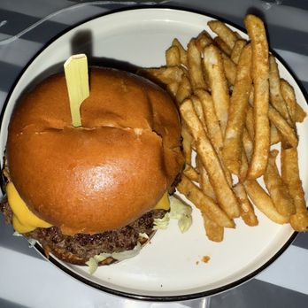 Prohibition - Burger cooked medium with fries - Cocktail Bars Near Me - Charleston, South Carolina Prohibition - Burger cooked medium with fries - Cocktail Bars Near Me - Charleston, South Carolina