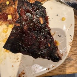 Burnt, dry, crispy ribs. 0% good