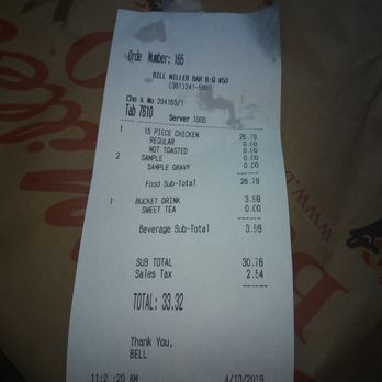 Bill Miller BBQ - Look at the time it says 11:20 something I just got my order in drive thru it's 11:57am right now!? - Barbeque Near Me - Corpus Christi, Texas Bill Miller BBQ - Look at the time it says 11:20 something I just got my order in drive thru it's 11:57am right now!? - Barbeque Near Me - Corpus Christi, Texas