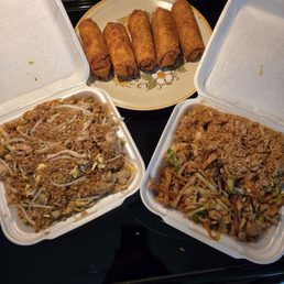 Combination fried rice, moo shi pork and OG egg rolls. Combination fried rice, moo shi pork and OG egg rolls.