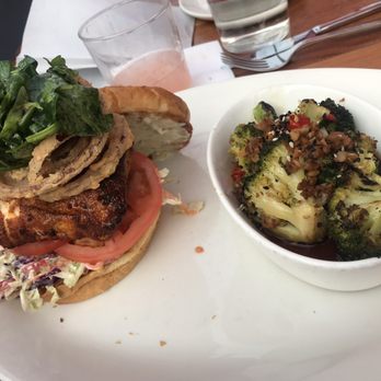 Nick's On 2nd - Fish sandwich with broccoli - New American Near Me - Long Beach, California Nick's On 2nd - Fish sandwich with broccoli - New American Near Me - Long Beach, California