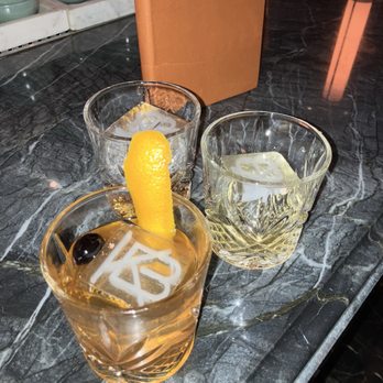 Knowledge Bar & Social Room - Knowledge Old Fashioned (front), Bourbon (back) - Cocktail Bars Near Me - Covington, Kentucky