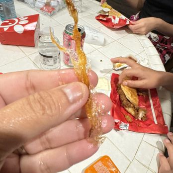 Chick-fil-A - Melted plastic wrap from chicken sandwich!   Do they cook the chicken with plastic wrap?  Just nasty! - Fast Food Near Me - Northridge, California