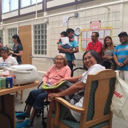 Having potluck with the Ohana at Hale Malamalama