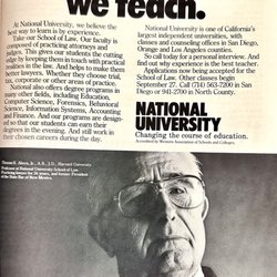 National University - Advert in San Diego Magazine September 1982