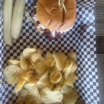 Raven's View - Blackberry Merlot pulled pork sandwich with chips - Pubs Near Me - Cave Creek, Arizona