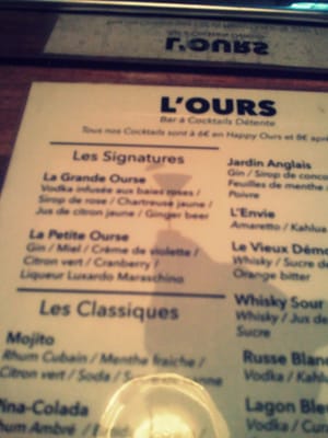 Menu photo 4 L'Ours Bar Paris, 75 Menu photo 4 L'Ours Bar Paris, 75