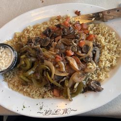 Milano's - Sausage & peppers over rice