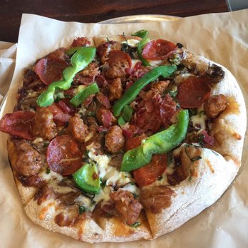 Your Pie Pizza - Pepperoni, bacon, banana peppers, garlic, spinach, bell peppers, mushroom, & zesty BBQ on wheat crust. - Pizza Near Me - North Augusta, South Carolina Your Pie Pizza - Pepperoni, bacon, banana peppers, garlic, spinach, bell peppers, mushroom, & zesty BBQ on wheat crust. - Pizza Near Me - North Augusta, South Carolina