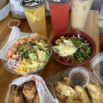 Poke Kai - Lemon Fruit Tea, Red Guava Fruit Tea, Coffee Milk Tea 2 custom Poke Bowl with 2 proteins Chicken Wings and Gyoza - Japanese Near Me - Allentown, Pennsylvania Poke Kai - Lemon Fruit Tea, Red Guava Fruit Tea, Coffee Milk Tea 2 custom Poke Bowl with 2 proteins Chicken Wings and Gyoza - Japanese Near Me - Allentown, Pennsylvania